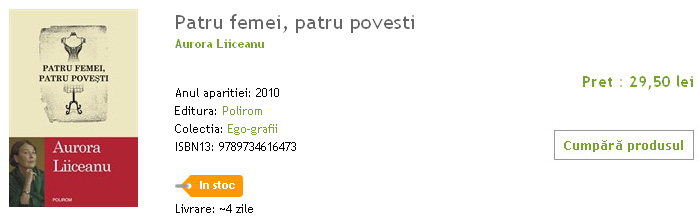 patrufemeipatrupovesti Lansare de carte: Patru femei, patru poveşti   Aurora Liiceanu