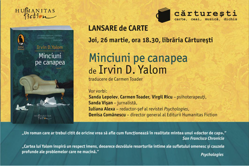 invitatie(1) Lansare de carte Minciuni pe canapea   Irvin D. Yalom
