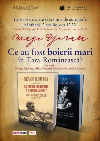 Lansare de carte: Ce au fost “boierii mari” in Ţara Românească? Saga Gradiştenilor (secolele XVI-XX) Însemnările lui Georges Milesco, de Neagu Djuvara