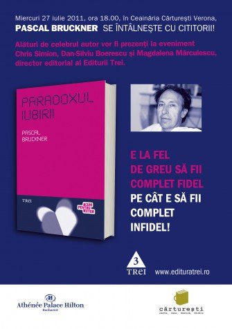 Pascal Bruckner se întâlnește cu cititorii din România!
