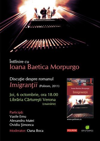 Lansare de carte: Imigranţii, de Ioana Baetica Morpurgo