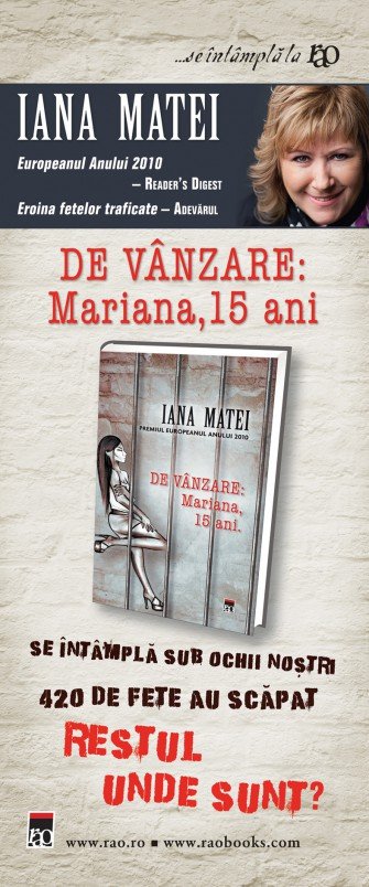 Lansare de carte: De vanzare: Mariana, 15 ani, de Iana Matei