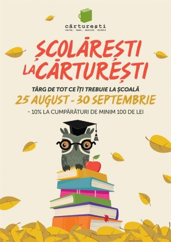 Şcolăreşti la Cărtureşti – târg de tot ce îţi trebuie la şcoală, 25 august – 30 septembrie