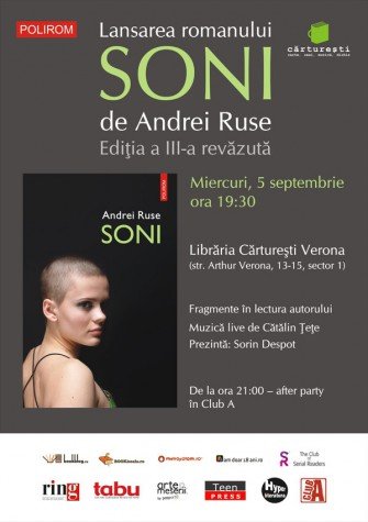 Sînt Soni. Mă găseşti la Cărtureşti: miercuri, 5 septembrie, ora 19.30
