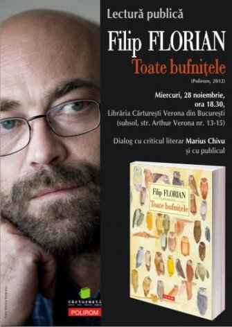 Filip Florian citeste din noul sau roman, Toate bufnitele, la Carturesti Verona