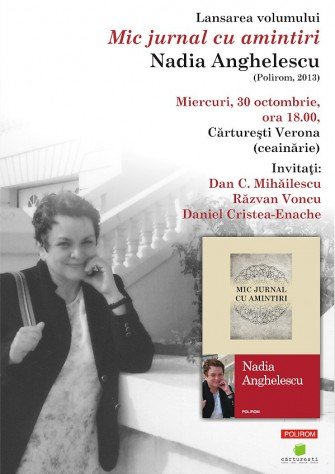 Lansare la Carturesti Verona: Mic jurnal cu amintiri de Nadia Anghelescu