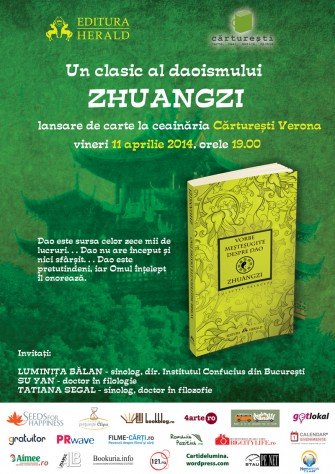 ZHUANGZI lansare de carte marca Herald, la ceainăria Librariei Cărtureşti Verona vineri 11 aprilie 2014, orele 19.00