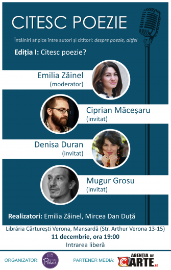 Prima ediție a întâlnirilor literare „Citesc poezie” debutează pe 11 decembrie