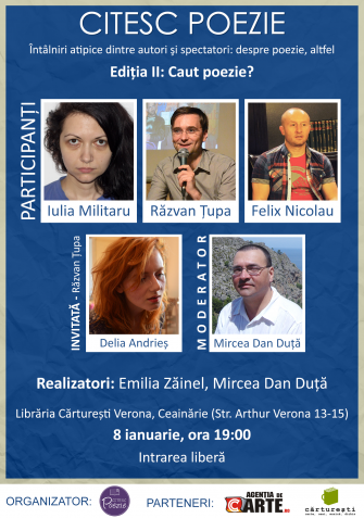Iulia Militaru, Răzvan Țupa și Felix Nicolau la cea de-a doua ediție „Citesc poezie”
