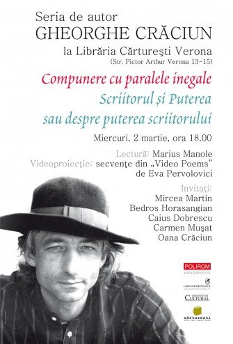 Marius Manole citeste din literatura lui Gheorghe Craciun la Carturesti Verona