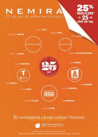 Nemira la 25 de ani. 25% reducere la 25 de cărți de top