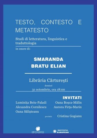 Lansare de carte: “Testo. Contesto. Metatesto”