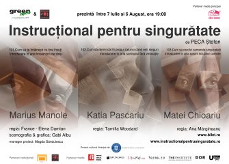 INSTRUCȚIONAL PENTRU SINGURĂTATE. Un concept PopUP Theatrics produs în România de Teatrul LUNI de la Green Hours are premiera pe 7,8,9 Iulie 2020