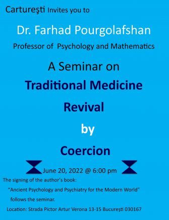 Lansare „Ancient Psychology and Psychiatry for the Modern World”, în prezența autorului