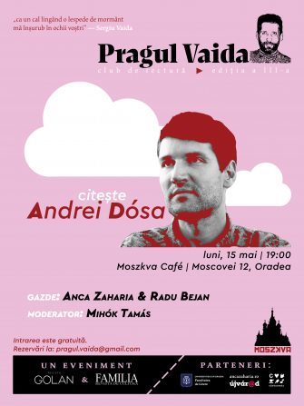 Andrei Dósa citește la ediția a treia a clubului de lectură orădean Pragul Vaida